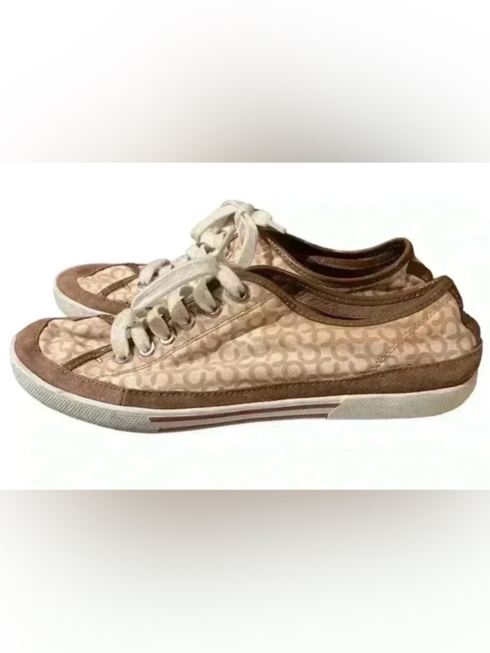 COACH Womens Edith Lace Up Signature Sneakers